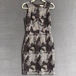 Banana Republic‎ Dress 2 Brown Gold Metallic Wool Sheath Cocktail Career Party